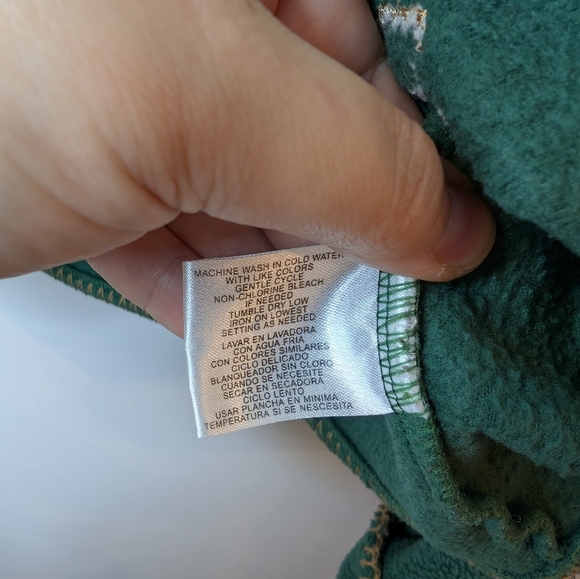 Vintage Floral Embroidered Green Fleece Button Down Cardigan Sweater Jacket L-XL - Picture 6 of 9